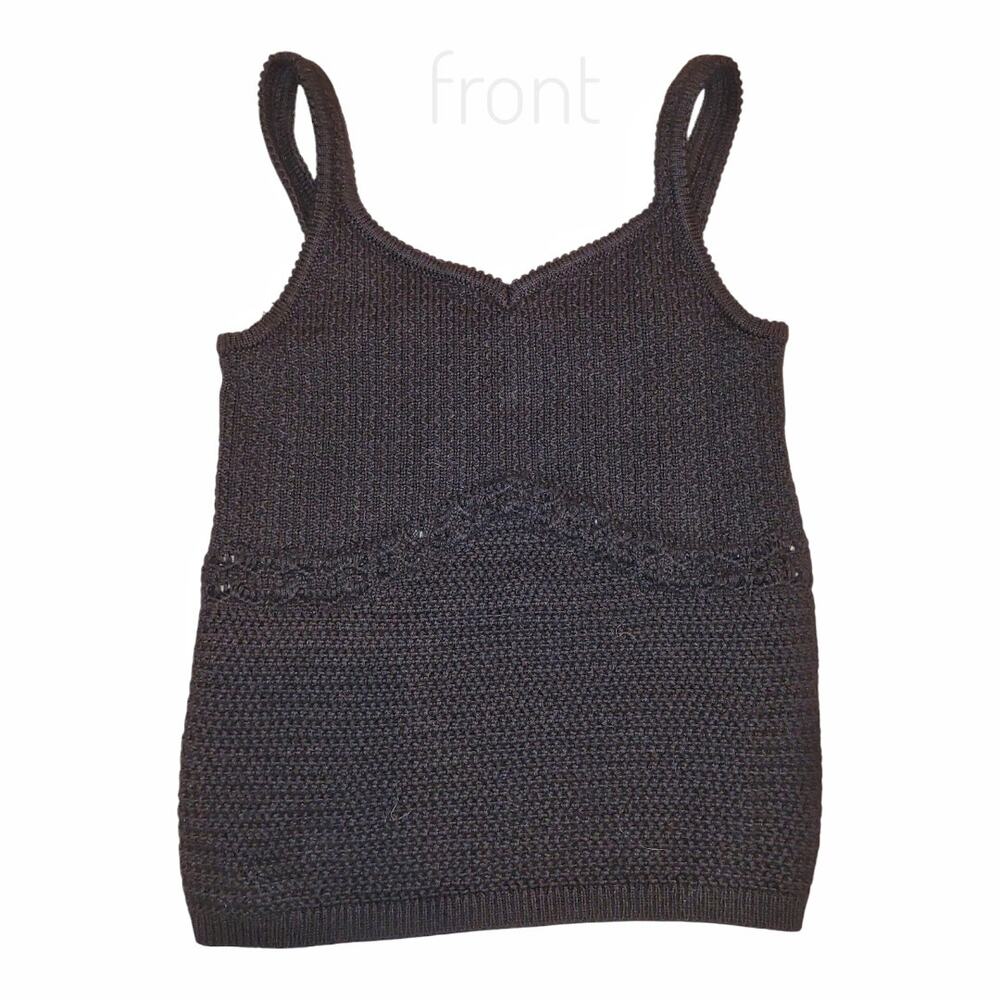 Black Crochet Tank Top Juniors Size XS Goth Festival Boho Summer Indie Petite